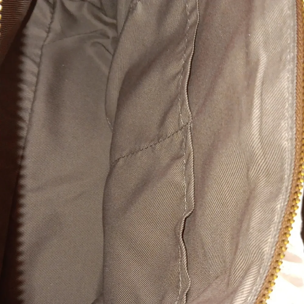 Brown Patterned Tote Bag with Tan Trim